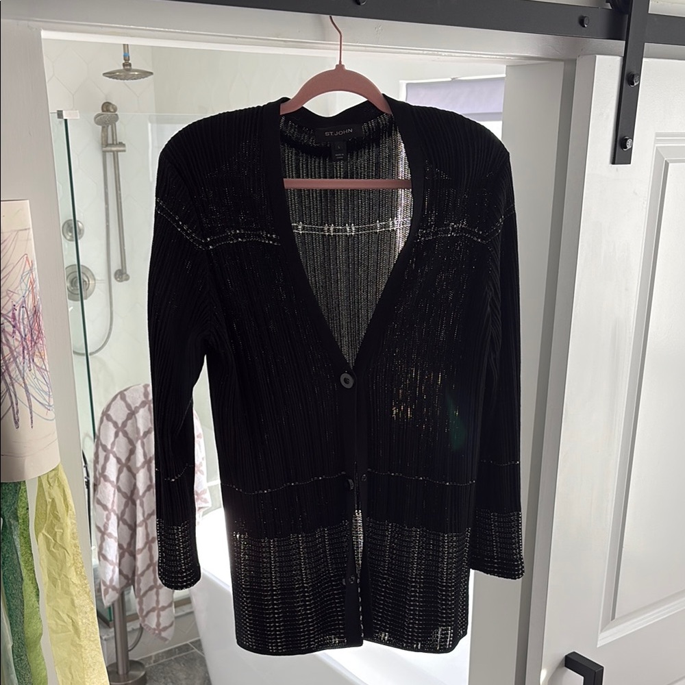 St. John Black and White Knit cardigan
